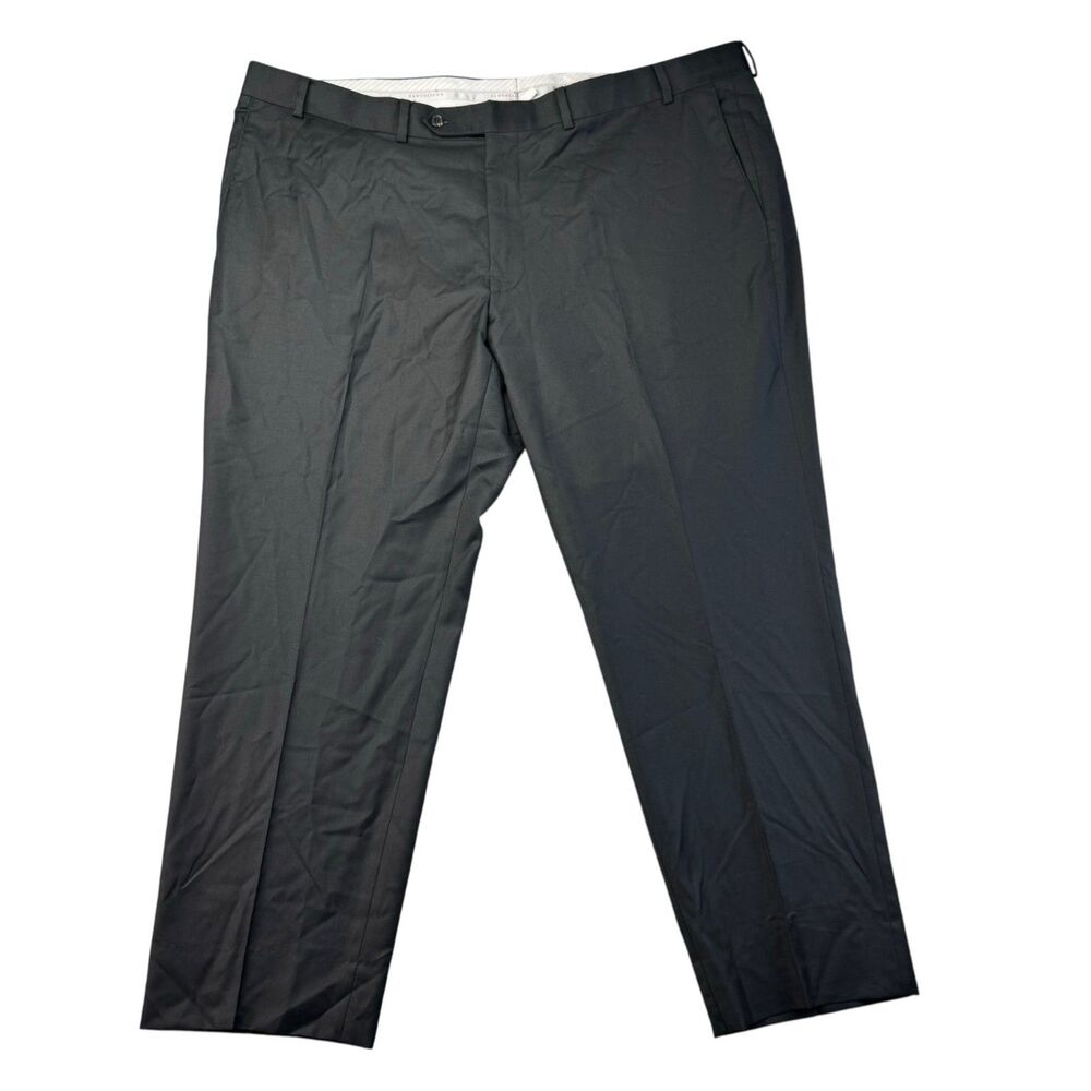 Samuelsohn Dress Pants Men's 46 Regular Black Super 130s Wool Pleated Trousers